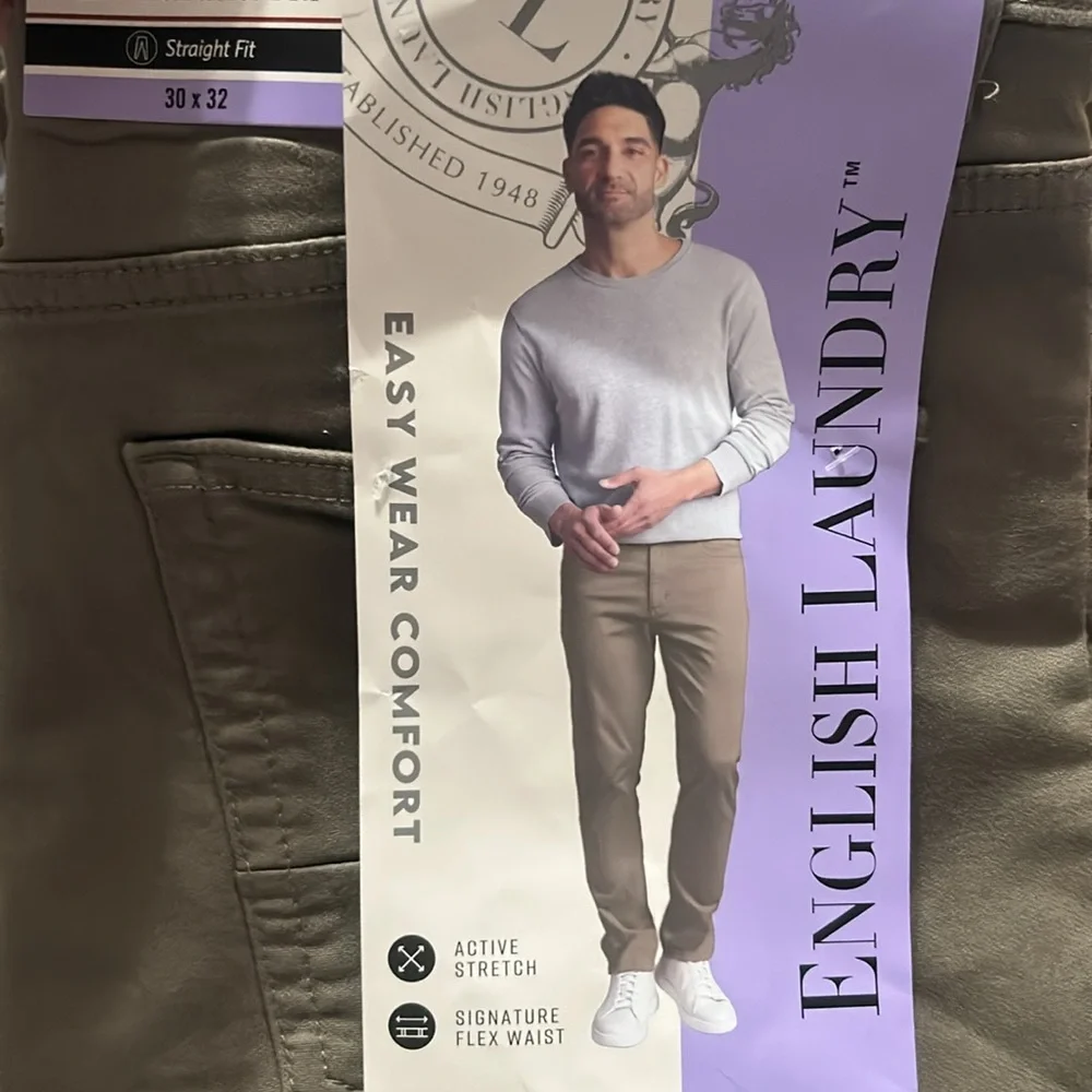 English Laundry Straight Leg Pants Active Stretch Size 30x32 Tan NWT